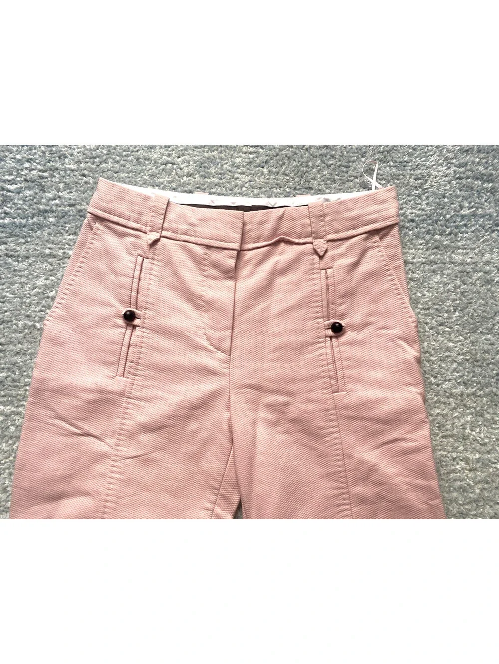 Vintage Louis Vuitton FR-36 Pink Cotton Textured Tailored Trousers Pants